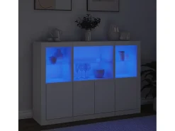 Aparadores con luces LED 3 piezas madera de ingeniería blanco ES572349