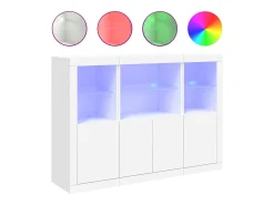 Aparadores con luces LED 3 piezas madera de ingeniería blanco ES572349