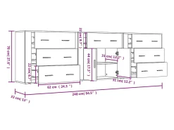 Aparadores de 3 piezas de madera de ingeniería blanca