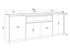 Aparadores para salón, 207x80x37 cm, 4 Puertas, Armario, zapatero, Negro y roble