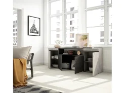Aparadores para salón, 200x35x75cm, 4 Puertas, Armario, zapatero, Cemento