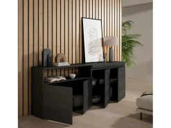 Aparadores para salón, 200x35x75cm, 4 Puertas, Armario, zapatero, Negro