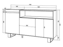 Aparadores para salón, 150x35x87cm, 3 Puertas, Diseño industrial, Cemento