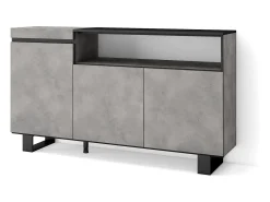 Aparadores para salón, 150x35x87cm, 3 Puertas, Diseño industrial, Cemento