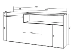 Aparadores para salón, 150x35x75cm, 3 Puertas, Armario, zapatero, Roble y negro