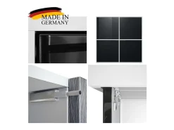 Aramario - Alacena Cuba V2 armario 104 x 105.5 x 35.5 cm armario - alacena con 8 compartimentos, cuerpo en negro mate frentes en Blanco de alto brillo