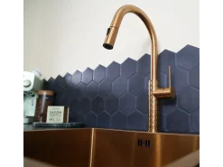Architek mezclador de fregadero con rociador extraíble cobre cepillado Essebagno