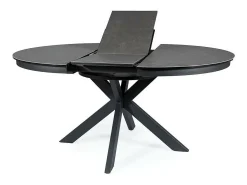 Arena 120cm mesa redonda extensible de diseño gris oscuro con patas negro mate