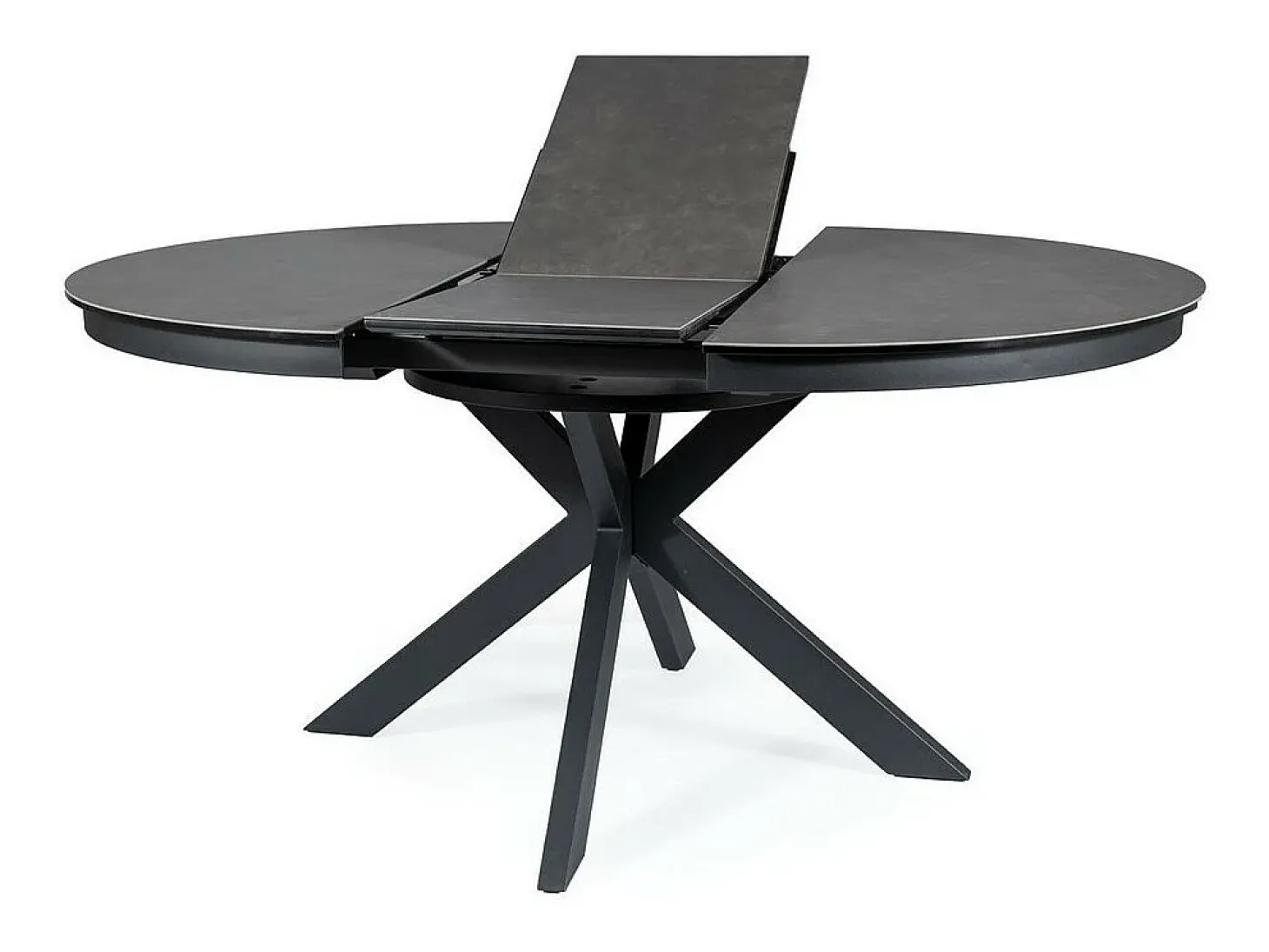 Arena 120cm mesa redonda extensible de diseño gris oscuro con patas negro mate