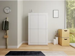 Armario alto 4 puertas 100x35x165 cm Elios blanco brillante