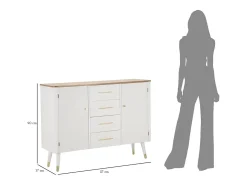 Armario Aparador VKH24, Blanco, 117x37x90 cm, Kendra Home