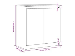 Armario auxiliar madera maciza de pino gris 60x36x65 cm