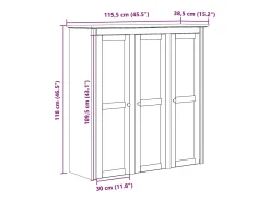 Armario BODO blanco con puertas de cristal, madera maciza de pino