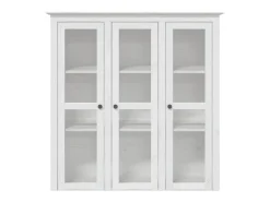 Armario BODO blanco con puertas de cristal, madera maciza de pino