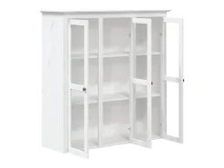 Armario BODO blanco con puertas de cristal, madera maciza de pino