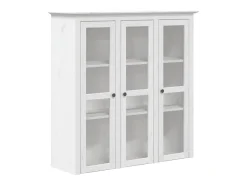 Armario BODO blanco con puertas de cristal, madera maciza de pino