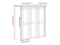 Armario con puertas de vidrio BODO madera maciza pino blanco