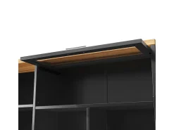 Armario de cocina, mueble alto/expositor con iluminación LED, 104x40x180 cm, negro