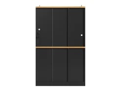Armario de cocina, mueble alto/expositor con iluminación LED, 104x40x180 cm, negro