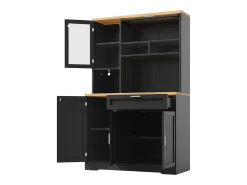 Armario de cocina, mueble alto/expositor con iluminación LED, 104x40x180 cm, negro