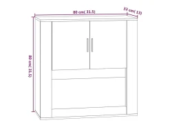 Armario de pared madera contrachapada roble ahumado 80x33x80 cm