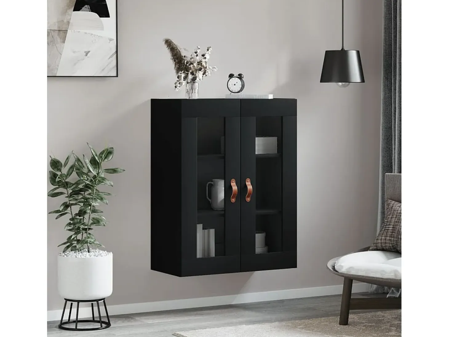 Armario de pared negro 69,5x34x90 cm