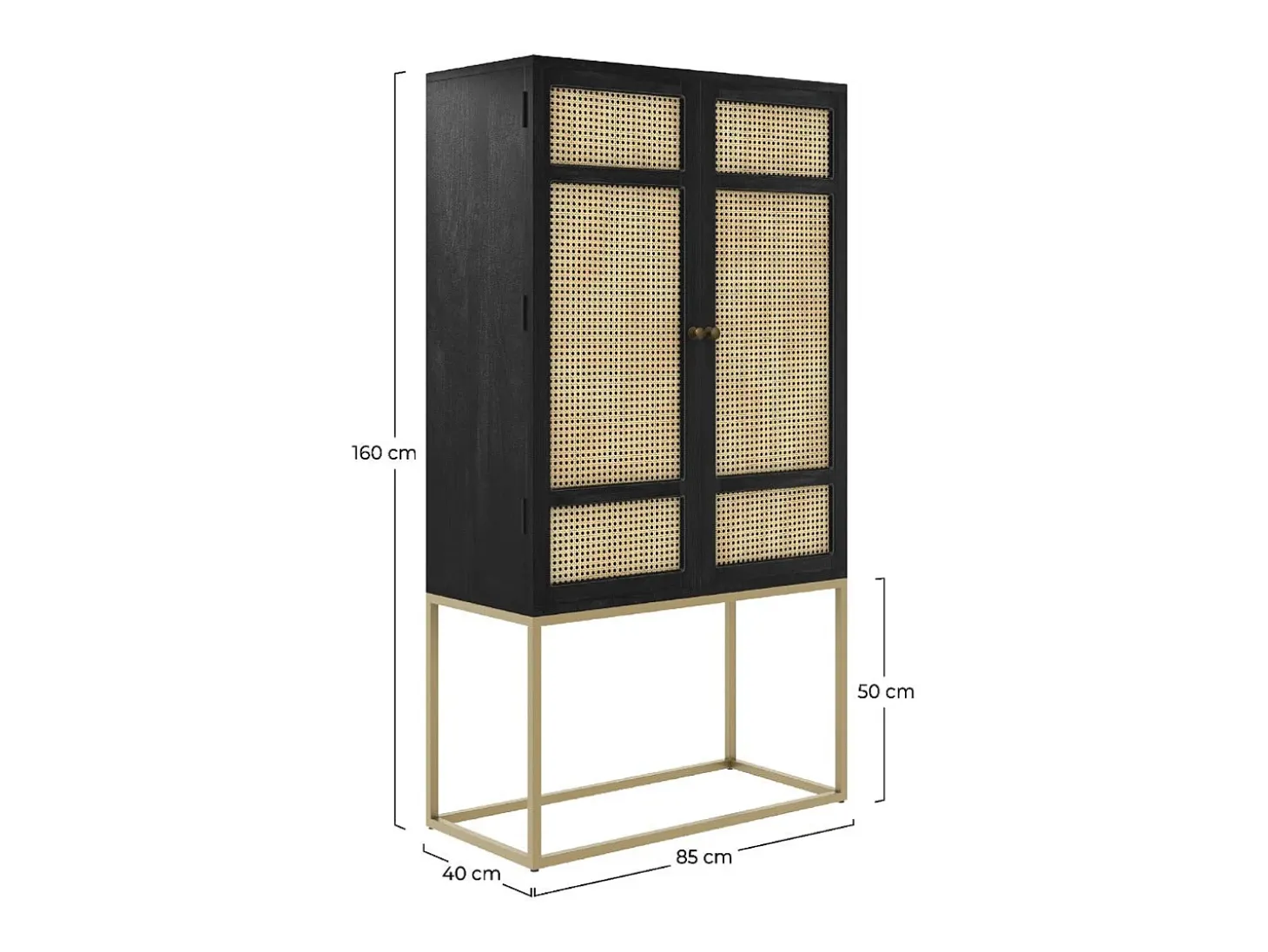 Armario madera negra y caña 2 puertas - Shellona