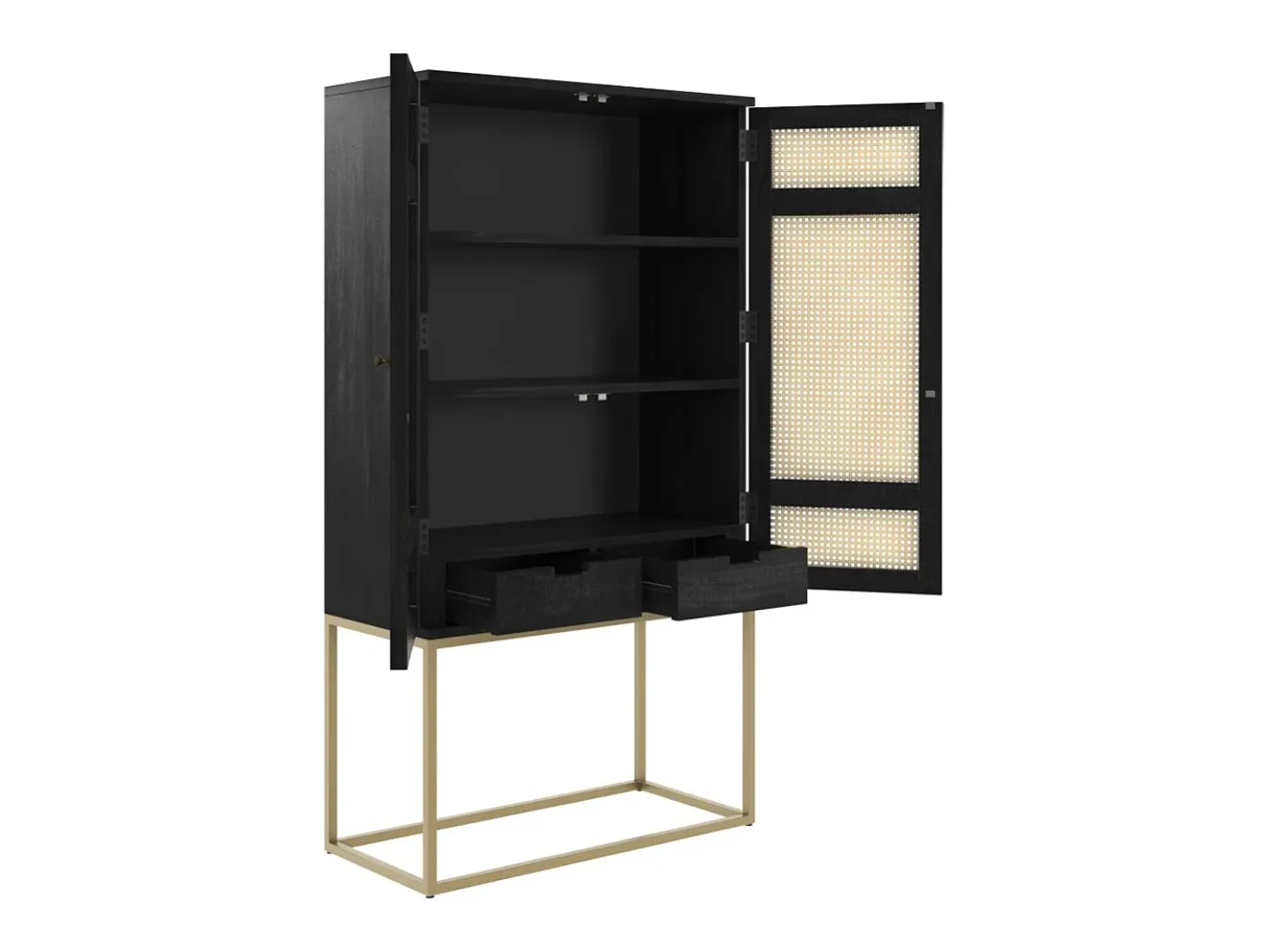Armario madera negra y caña 2 puertas - Shellona