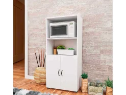 Armario Multiusos CATTERHOUSE Atenas 143 de 60x32x143 cm con 2 Baldas, 2 Puertas Inferiores y de Color Blanco