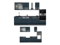 Armarios de cocina azul oscuro alto brillo/antracita 300x46x81.6 fame-line