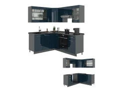 Armarios de cocina azul oscuro alto brillo/antracita 190x46x81.6 fame-line