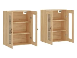 Armarios de pared 2 uds madera de ingeniería roble Sonoma