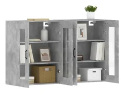 Armarios de pared 2 uds madera de ingeniería gris hormigón