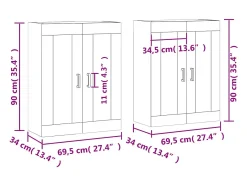 Armarios de pared 2 uds madera de ingeniería gris Sonoma