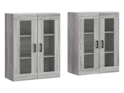 Armarios de pared 2 uds madera de ingeniería gris Sonoma