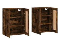 Armarios de pared 2 uds madera de ingeniería roble ahumado