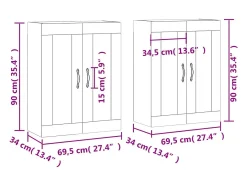 Armarios de pared 2 uds madera de ingeniería roble ahumado