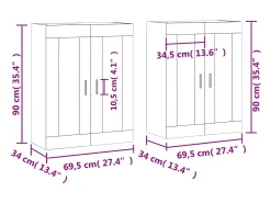 Armarios de pared 2 uds madera de ingeniería roble ahumado