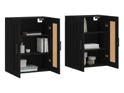 Armarios de pared de 2 piezas, color negro, madera de ingeniería