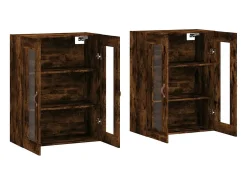 Armarios de pared de 2 piezas, roble ahumado, madera de ingeniería