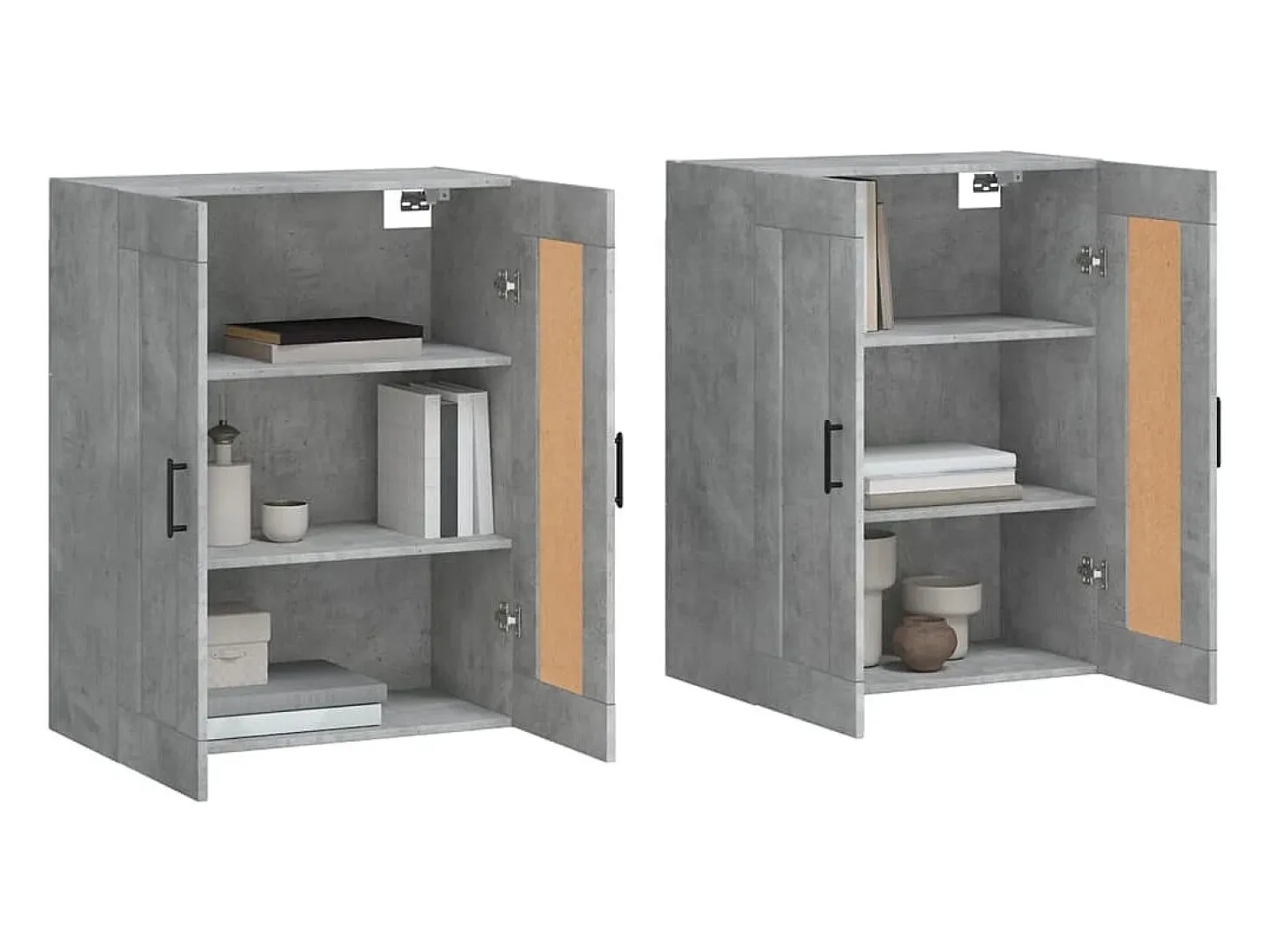 Armarios de pared de 2 piezas, gris hormigón, madera de ingeniería