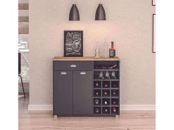 Asfeld Buffet Cocina Botellero Gris Grafito Almacenaje 90x103x40 cm