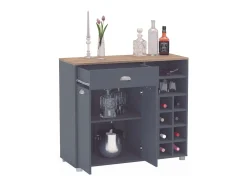 Asfeld Buffet Cocina Botellero Gris Grafito Almacenaje 90x103x40 cm