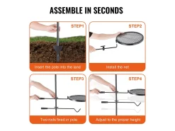 Barbacoa, SucceBuy Barbacoa Giratoria para Campamento, de Acero Resistente, con Rejilla Ajustable para Fuego Abierto, para Exteriores