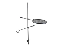 Barbacoa, SucceBuy Barbacoa Giratoria para Campamento, de Acero Resistente, con Rejilla Ajustable para Fuego Abierto, para Exteriores
