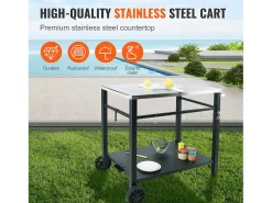 Barbecue a Gas SucceBuy Carrito de Comedor para Barbecue Exterior, Carrito de Preparación de Alimentos Móvil de Doble Estante para la Terraza