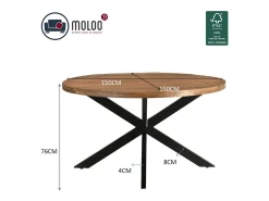 BARI-Mesa de comedor redonda 6 personas, D150 cm madera