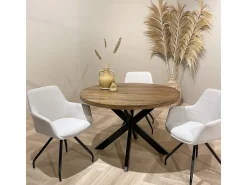 BARI-Mesa de comedor redonda 6 personas, D150 cm madera