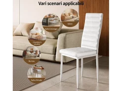 Bealife Juego de 6 Sillas de Comedor con Asiento Acolchado en Cuero Sintético PU, Patas de Metal y Pies de Goma Blanca