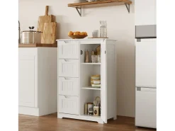 Bealife Meuble - Armario de Cocina con 4 Cajones, 1 Puerta de Armario y Estante Ajustable para Cubiertos